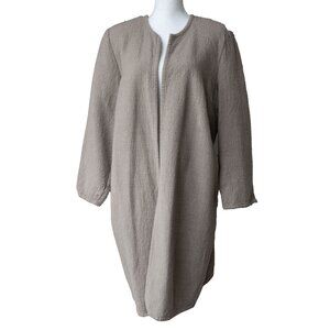 Tamotsu Wool Coat Beige Minimalist Neutral Long Line Coat Cardigan Quiet Luxury